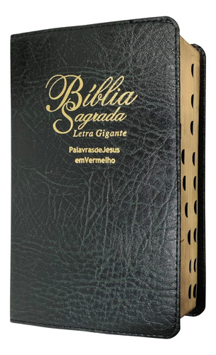 Bíblia Sagrada Almeida Revista E Corrigida Letra Gigante Palavras De Jesus Em Vermelho Com Índice Lateral Verde Escuro