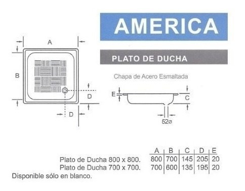 Imagen 2 de 5 de Receptáculo Plato De Ducha Roca América 80x80 Cm Chapa Enloz