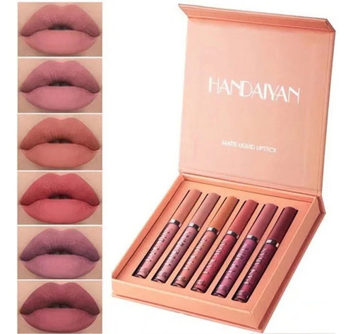 6pcs Set Cosmético Lápiz Labial Duradero Labio Mate Largo