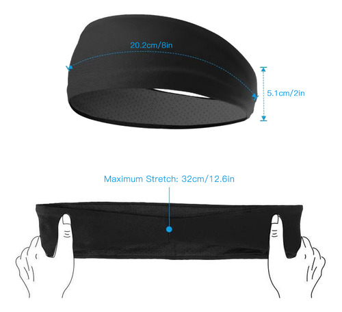 W Diadema Deportiva Antideslizante, Elástica Para El Pelo