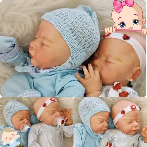Bebê Reborn Casal Gêmeos Kit Abigail Realista Pode Banhar