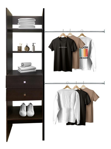 Closet Verona 2 Cajoneras Premium Ajustable Color Marrón