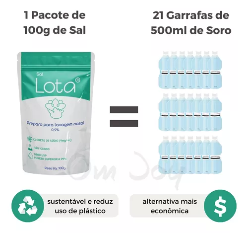 Sal Limpeza C/ Dosador Para Lota Higienizador Nasal 30 Doses