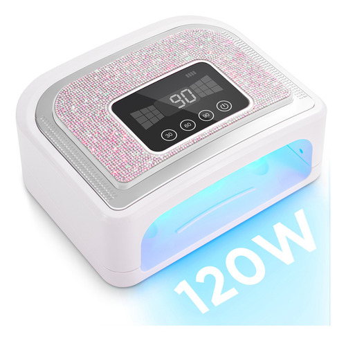 Funsmile Lámpara De Uñas 120w/30LED Secadora For Manicura Recargable, 30 Perlas LED 360° Curado Uniforme, Luz Suave 365+405nm, 4 Temporizadores + Sensor Inteligente, 2-5h Uso Inalámbrico