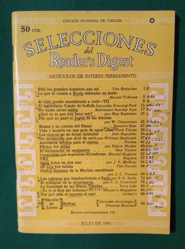 Revista Selecciones Del Readers Digest Julio De 1943