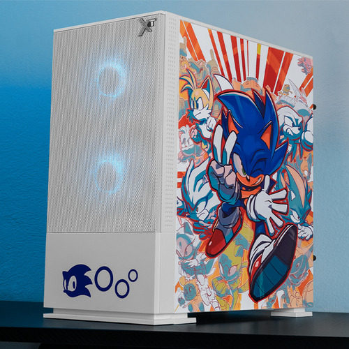 Gabinete Gamer Xtreme Pc Gaming Sonic Comic Edition Mini Torre Micro Atx 3 Fan Argb Mesh Cristal Templado