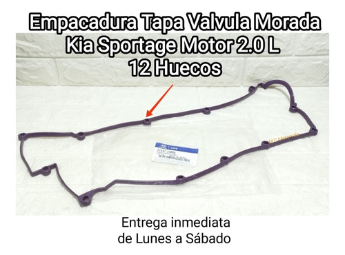 Empacadura Tapa Valvula Morada Kia Sportage 2.0 Original 