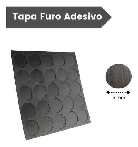 Adesivo Tapa Furo 13mm Parafuso P/ Móveis - Com 100 Unid