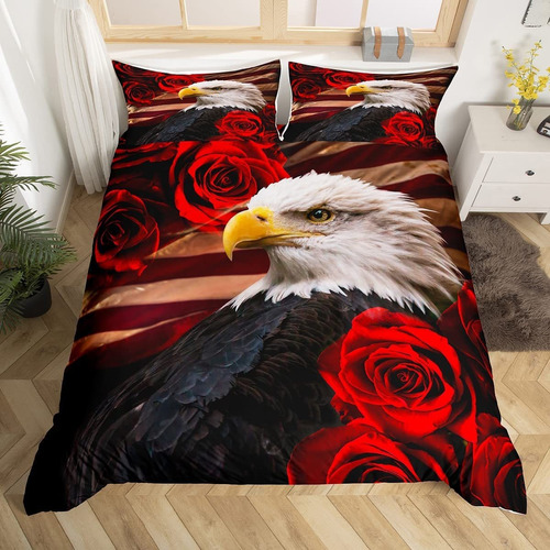 Juego De Ropa De Cama Con Bandera Americana, Tamaño Do...