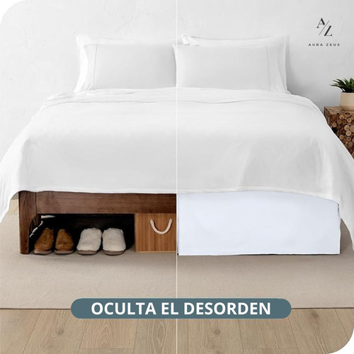 Faldon De Cama 2 Plazas Blanco Suave Liso Con Pliegues Aura Zeus Ropa De Cama