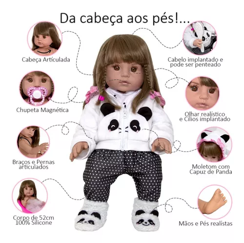 Boneca Bebê Reborn Enxoval Completo Pode Dar Banho Realista