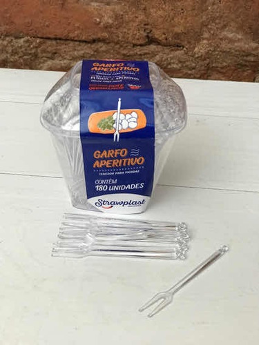 Mini Tenedor Plástico Transparente Picada X 180 Unidades