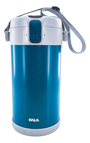 Marmiteira Térmica Inox 4 Em 1 Kala Lanche Viagem Trabalho Cor Azul Com Cinza