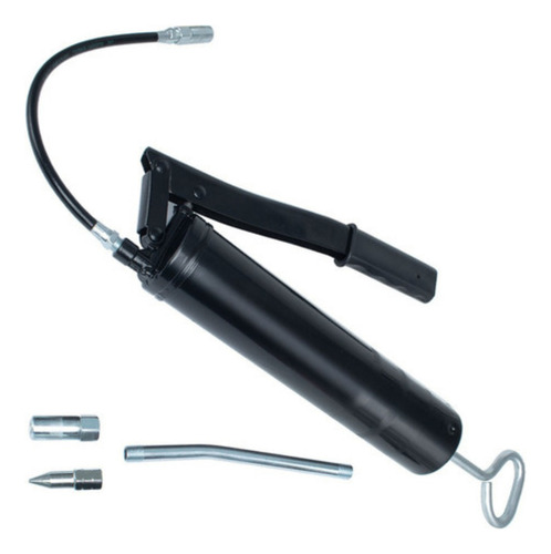 Bomba De Graxa Engraxadeira Manual 500g Com Extensão Flexível E Rígida Bico Pontiagudo E Acoplador Graxeira Reforçada