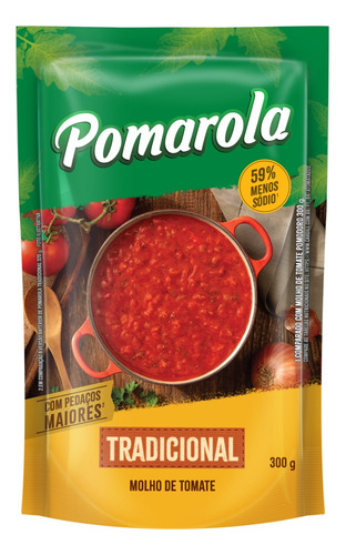 Molho de Tomate Tradicional Pomarola sem glúten em sachê 300 g