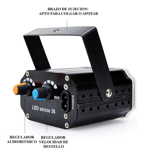 Imagen 5 de 10 de Luz Dj Efectos Flash Led Blanco 10w Audioritmico Strobo