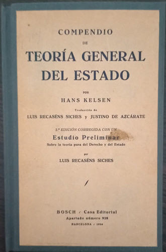 Compendio De Teoría General Del Estado - Hans Kelsen (Usado)