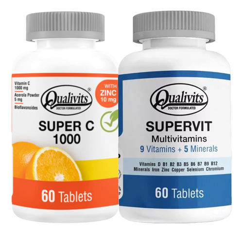 Super Vitamina C, Zinc + Multivitamínico Supervit Qualivits