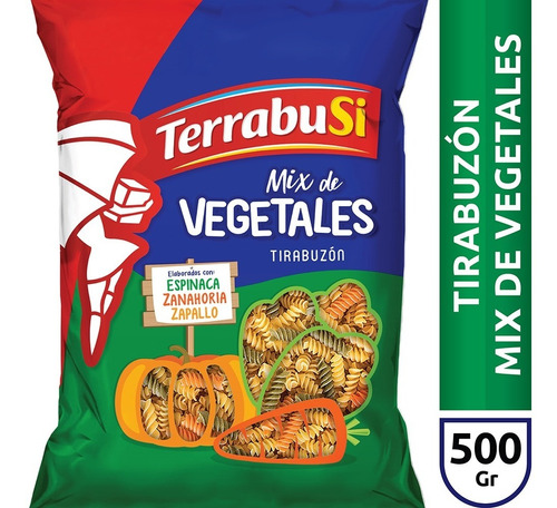 Fideos Tirabuzón Mix De Vegetales Terrabusi X500 Gr