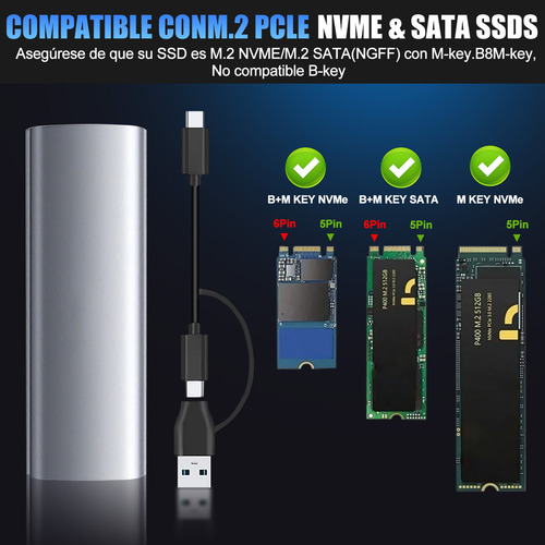 Case Gabinete Disco Duro Ssd M.2 Nvme Ngffssd Tipo C Usb 3.2