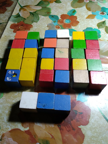 Bloques Cubos De Madera Apilable 3x3  X 33 Unid.juguete