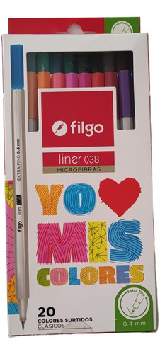 Microfibras Filgo Liner 038 X20 Colores Clásicos 0.4 Mm