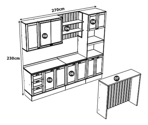 Cozinha Completa Mdf Estilo Americana Modulável Lançamento