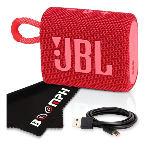 Boomph Kit Para Llevar: Jbl Go 3 Altavoz Inalámbrico Bluetoo Color Rojo 110v