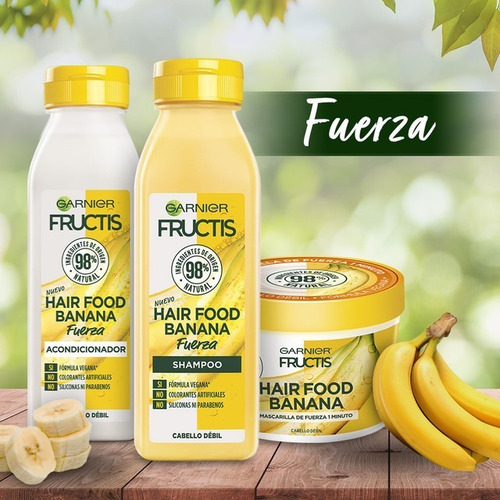 Imagen 2 de 5 de Kit Garnier Fructis Hair Food Banana Rutina Completa