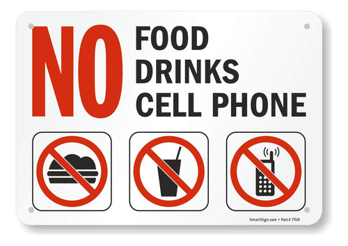 Smartsign - S-4892-pl-10 Letrero Prohibido Alimentos, Bebida