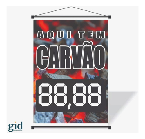 1 Banner Lona Temos Carvão 100x70cm