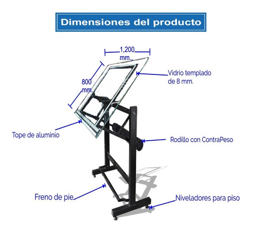 Mesa De Dibujo De Contrapeso Classico Con Vidrio Templado