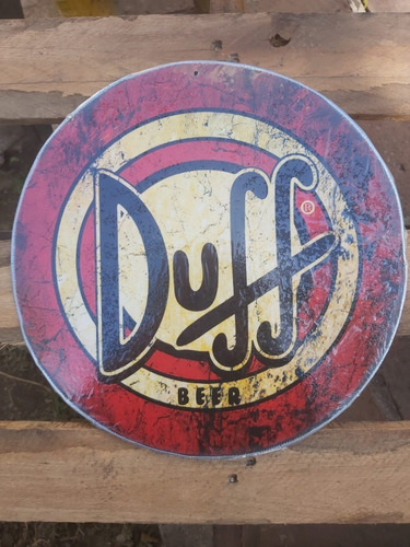 Cartel Chapa Redonda Vintage Duff - 30cm Diámetro