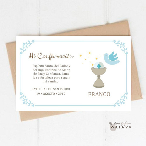 Imagen 8 de 10 de Estampas Confirmación Tarjetas Nenes Horizontal X 3u