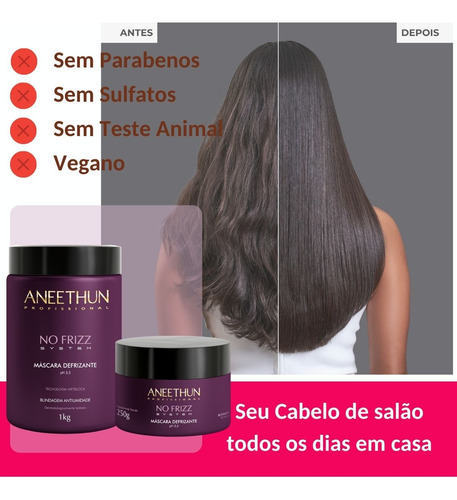 Mascara Hidratação Zero Frizz Aneethun 1kg No Frizz