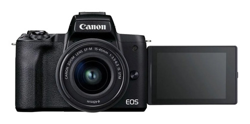  Canon EOS Kit M50 Mark II + lente 15-45mm 3.5-6.3 IS STM + lente 55-200mm sin espejo color  negro