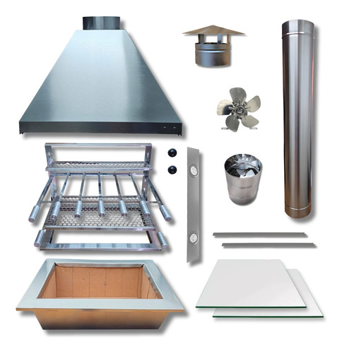 Kit Churrasqueira Completa Coifa Inox 90x60 E Braseiro 60x40