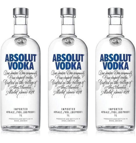Vodka Absolut Original 1l Kit 3 Unidades Barato