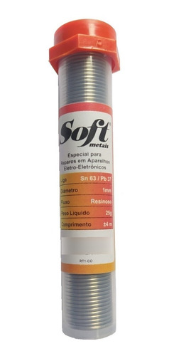 Tubete De Solda Soft 60x37 1mm 25g 4 Metros Estanho Tubinho