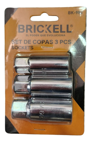 Copas 3 Piezas Para Bujías  3/4- 5/8- 13/16 Brickell 