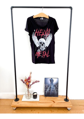 Remera Hombre Negra Hym Estampa Heavy Metal Talle S 