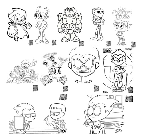 Kit 50 Desenhos Infantil Para Colorir Grandes Jovens Titãs Envio Imediato