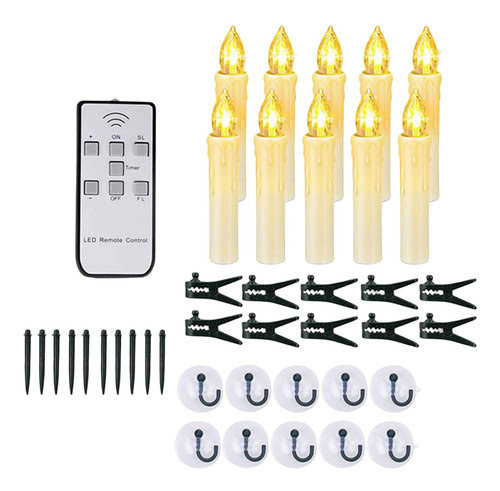 10x Velas Led Con Clip De Control Remoto Para Vacaciones En