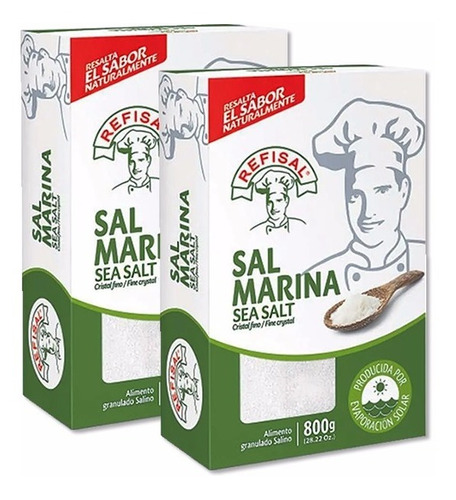 Sal Marina Refisal 800grs X 2 Cajas Pack - g a $8