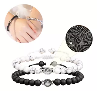 Pulseras Para Parejas Joyeria Mujer Hombres Novios Color Negro/blanco