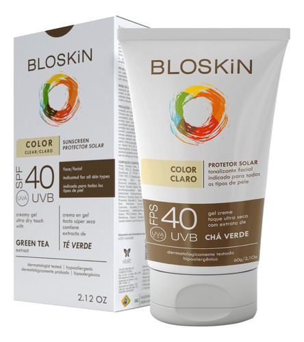 Bloskin protetor solar facial Fps40 color claro ultra seco