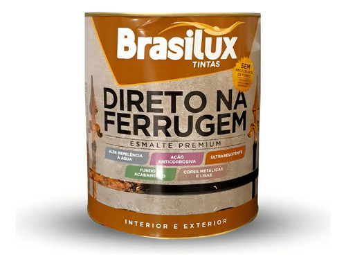 Tinta Esmalte Direto Na Ferrugem Resistente 900mL Brasilux Cor Branco Brilhante
