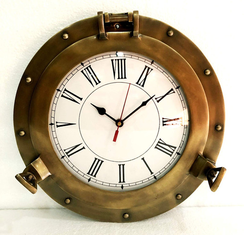 Reloj De Pared Náutico De Latón Antiguo Para Decoración Del