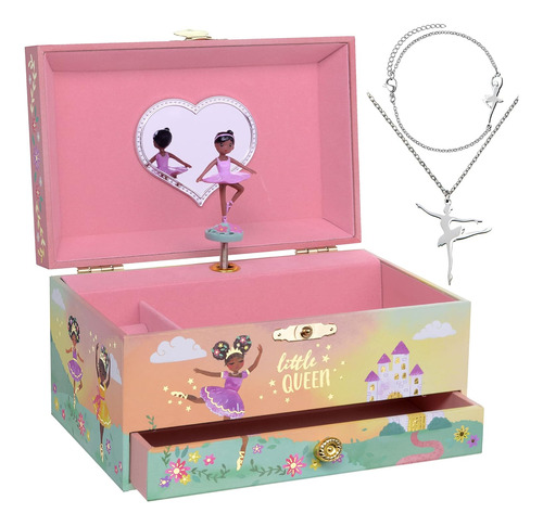 Caja De Música De Bailarina Y Juego De Joyas Para Niñas Pequ