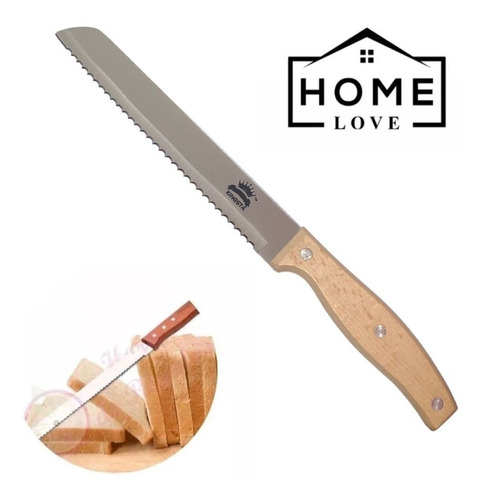 Cuchillo Sandwichero Ideal Para Pan 32cm Acero Mango Madera